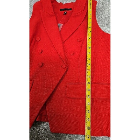 White House Black Market WHBM Textured Tweed Studio Vest Blazer Red Size 18 NWT - Picture 11 of 11